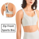 Zip Front Sports Bra Shock Absorption Gather For Women Plus Size Workout Fitness Running