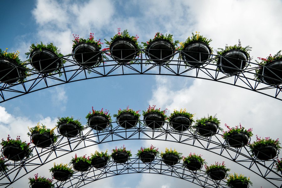 Metal Garden Arch with Planters