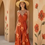 Midi Wrap Dress - Floral Print